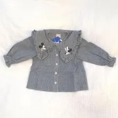 【新品未使用】襟刺繍ブラウス　ミッキー　ミニー　プティマイン　90