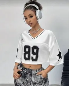 送料無料　トレーニング　ジムウェア　クロップドアメリカンフットボールシャツダンス