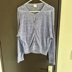 青紫色 ボタン付きカーディガン 長袖