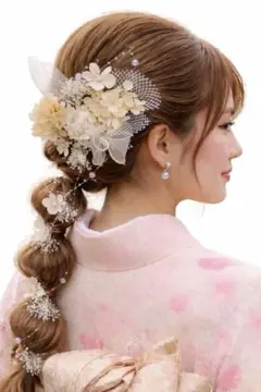 ヘッドパーツ❤︎成人式髪飾り 振袖 和装 ドライフラワー ベージュ系