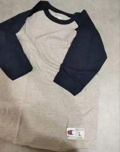 Champion 七分袖カットソー Lサイズ グレー ネイビー