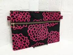 ハンドメイド 【366A】おむつポーチ　サコッシュ　 ダブルファスナーポーチ