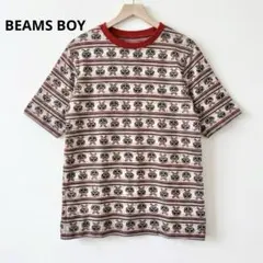 BEAMS BOY ビームスボーイ　ジャカードTシャツ 半袖 総柄 コットンのサムネイル