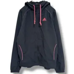 アディダス クライマライト ウィンドブレーカー フード付き S ブラック×ピンク