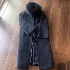 ファー付きウールロングコート　BARNEYS NEW YORK