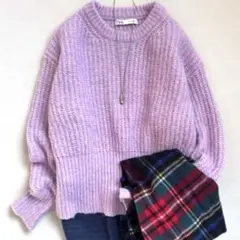 ZARA 綺麗色ニット　アルパカ混　パープル　L