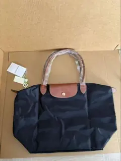 LONGCHAMP ネイビー ブラウン トートバッグ