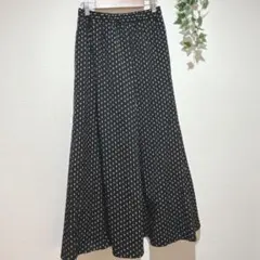 【ショコラフィネローブ】 ロングスカート 黒 Fサイズ　ドット柄　ウエストゴム