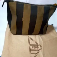 FENDI ストライプ ポーチ ペカン 難あり