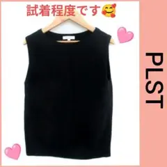 PLST ノースリーブ サマーニット？ブラック トップスのサムネイル