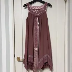 axes femme アクシーズファム 胸元レース裾チュール重ねボリュームワンピ