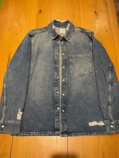 ZARA　ザラ　ダメージデニムシャツ　Mサイズ