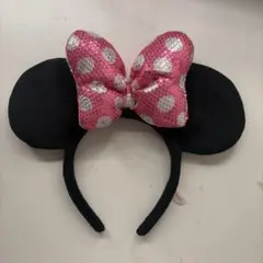 ディズニー ミニー カチューシャ ピンク スパンコール ドット