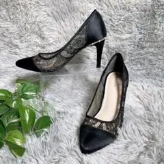 RANDA ランダ レース パンプス 23cm ポインテッドトゥ サテン