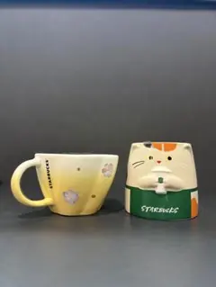 STARBUCKS 猫型マグカップ　三毛猫　セット
