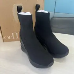 orMORE レッグニットブーツ ブラック M ソックスブーツ 厚底 - メルカリ