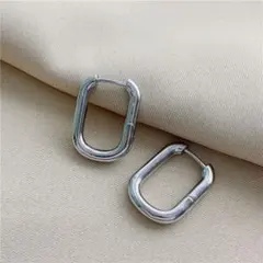 ワンタッチ フープピアス シンプル 普段使い シルバー キャッチレス