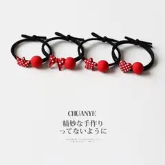 赤　ドット柄　ヘアゴム4種類セット