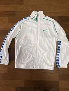 diadora トラックジャケット ホワイト グリーン　Mサイズ　イタリア製のサムネイル
