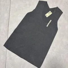 【ダークグレー・XL】無印良品 レディース 洗えるミラノリブ編みニットベスト新品