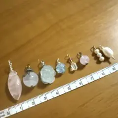 チャームセット　ハーキマーダイヤモンド　アクアマリン　モルガナイト他