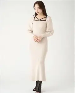 snidel♡NewYearストリングスリブニットワンピース