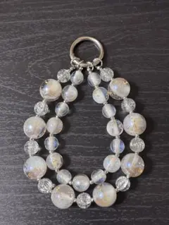 オーロラビーズストラップ キーホルダー スマホストラップ ビーズストラップ