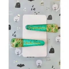 2 ハンドメイド レジン ヘアクリップ ドライフラワー