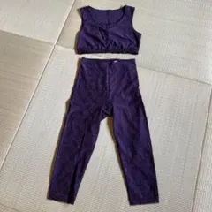パープル花柄レースヨガウェアセット