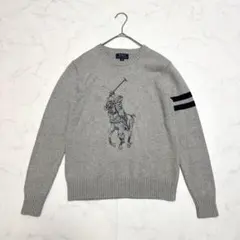 美品 POLO RALPH LAUREN ビックポニー刺繍 コットンニット