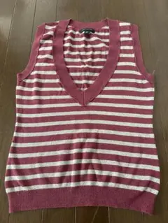 BANANA REPUBLIC ボルドー・グレー ストライプ ニットベスト XS