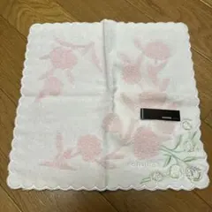 renoma 花柄タオルハンカチ ピンク 約25cm