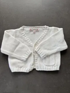 【ボンポワン】6M ホワイト ニットカーディガン Vネック