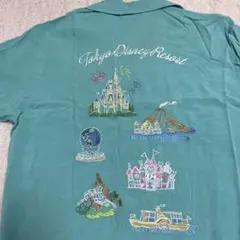 東京ディズニーシー ミッキー バック刺繍 アロハシャツ 開襟シャツ L