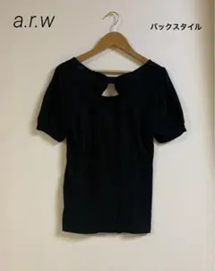 ARROW アロー　バックリボン　半袖　Tシャツ　ブラック　黒　可愛いのサムネイル