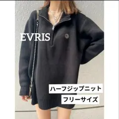 EVRIS エヴリス　SUNNYハーフジップニットトップス　ブラック
