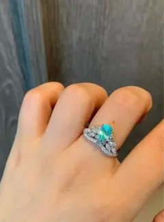 ⭐ 天然パライバトルマリン ダイヤ リング k18WG 1.38ct