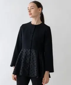 sono＊sono NAVY＊ドットジャガードチュニックジャケット＊サイズ1のサムネイル