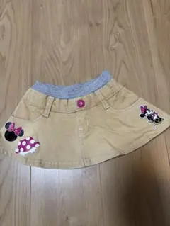 ベージュ　チノ　デニム　ミニーマウス スカート 80
