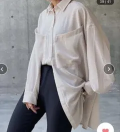 PAGEBOYページボーイのトロミBIGポケットシャツ グレイッシュベージュ