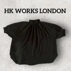 HK WORKS LONDON 半袖ブラウス ギャザーブラウス (LL)ブラック