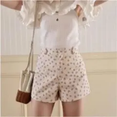 é flower embroidery short pants baby pin