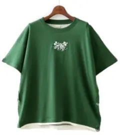 DOUBLENAME新品タグ付きMICKEY&MINNIEレイヤー風TEE GR