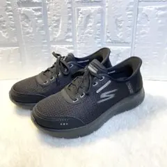 【美品】スケッチャーズ SLIP-INS スリップインズ 防水 黒 23cm