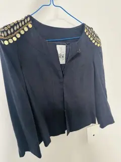 値下げ中　tibi ネイビー ノーカラー　リネン　 ジャケットのサムネイル