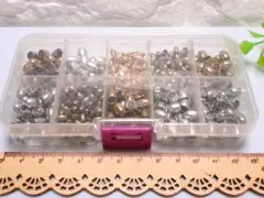 新品■340個♪■ケース入り♪タイコキャップ&引き輪♪■3色■大小サイズ♪