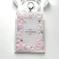 レジン デコ トレカキーホルダー トレカケース B8 y2k リボン　ピンク