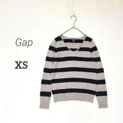 【Gap】ウール100% ボーダー柄 Ｖネック ニットプルオーバー カジュアル
