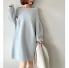 SNIDEL スナイデル ラクーンミニニットワンピース ライトブルー