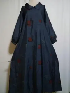 着物リメイク／衿付きワンピース ★サイズLL～3L